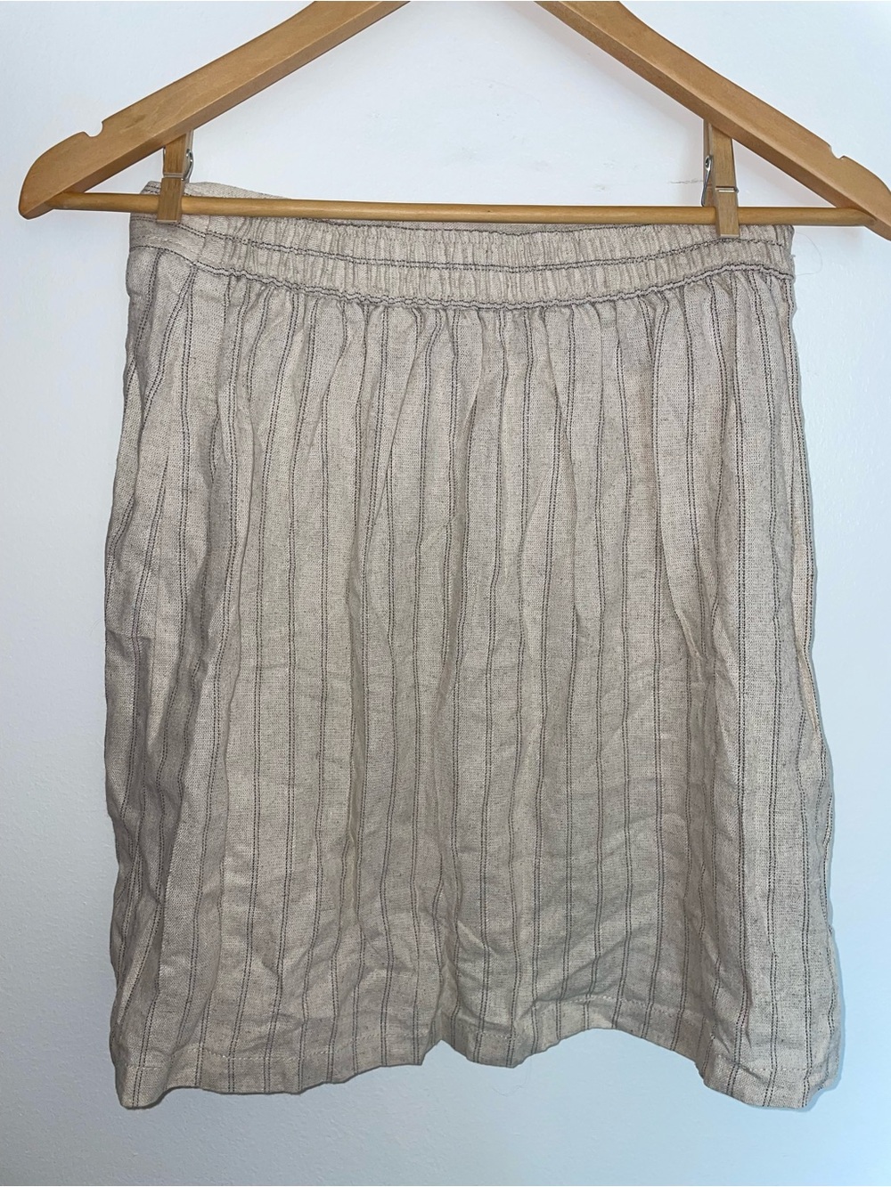 Max Studio Beige and Gray Striped A-Line Skirt